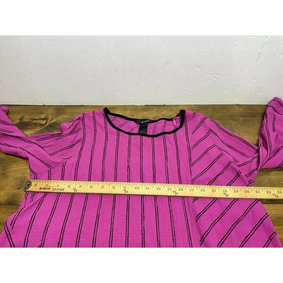 Ali Miles Pink Black Tunic Top Large Hanky Hem Button Detail Lagenlook - Picture 6 of 7